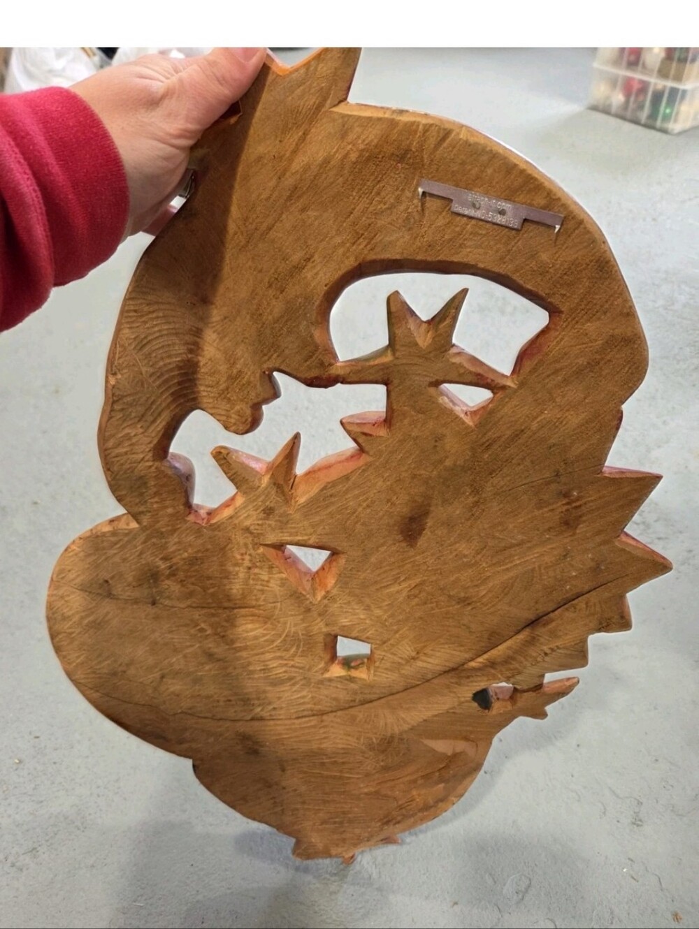 Unique Handcarved Wooden Celestial Sun & Moon Wall Hanging  Great Decor - Picture 8 of 8